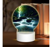 PHAYAH River in The Forest Pattern Round Decorative Night Lights with USB Plug in Table Lamp with 3 Light Modes Adjustable for Bedroom Living Room Cafe
