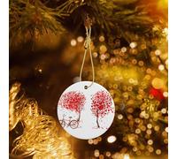 Phayah Romantic Heart Pattern Ceramic Round Xmas Tree Ornament New Year Home Souvenirs Gatherings Christmas Tree Hanging