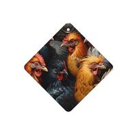 Phayah Roosters Dressed In Many Colors Pattern Lavender Scent Car Aroma Square Hanging Fragrance Tablet Car Interior Fragrance Freshener 4p