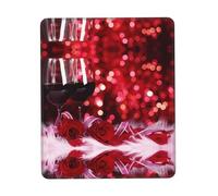 Phayah Roses and Glasses of Red Wine Pattern Mouse Pad with Non Slip Rubber Base Gaming with Stitched Edge, Mousepad for Laptop, Computer, Office 8.3 X 10.3 in