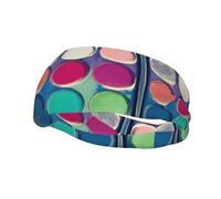 Phayah Round Color Palette Pattern Sports Headband Suitable for Running Yoga Basketball Elastic Moisture Band