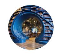 PHAYAH Round Library Pattern Round Mouse Pad For Desk Wireless Mouse Laptop Gaming Computer Travel Work Office Supplies 7.9 X 7.9 In