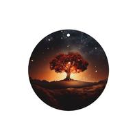 Phayah Round Shape Car Air Fresheners Cards 4 Pcs Ancient Tree In The Night Sky Pattern Auto Aromatherapy Tablets Hanging Scented Card - Lavender Scent