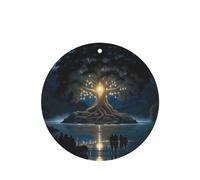 Phayah Round Shape Car Air Fresheners Cards 4 Pcs Ancient Tree Of Wisdom Pattern Auto Aromatherapy Tablets Hanging Scented Card - Lavender Scent