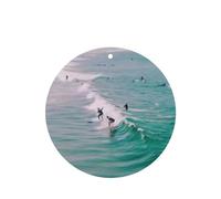 Phayah Round Shape Car Air Fresheners Cards 4 Pcs Beach Surf Pattern Auto Aromatherapy Tablets Hanging Scented Card - Lavender Scent