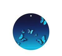 Phayah Round Shape Car Air Fresheners Cards 4 Pcs Beautiful Blue Butterfly Pattern Auto Aromatherapy Tablets Hanging Scented Card - Lavender Scent