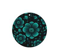 Phayah Round Shape Car Air Fresheners Cards 4 Pcs Blue Hibiscus Flower Pattern Auto Aromatherapy Tablets Hanging Scented Card - Lavender Scent