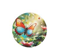 Phayah Round Shape Car Air Fresheners Cards 4 Pcs Butterflies In The Garden Pattern Auto Aromatherapy Tablets Hanging Scented Card - Lavender Scent