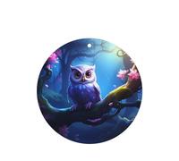 Phayah Round Shape Car Air Fresheners Cards 4 Pcs Cartoon Cute Owl Pattern Auto Aromatherapy Tablets Hanging Scented Card - Lavender Scent