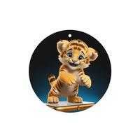 Phayah Round Shape Car Air Fresheners Cards 4 Pcs Cell Phone Tiger Pattern Auto Aromatherapy Tablets Hanging Scented Card - Lavender Scent