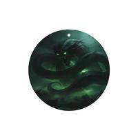 Phayah Round Shape Car Air Fresheners Cards 4 Pcs Green Feathered Serpent Pattern Auto Aromatherapy Tablets Hanging Scented Card - Lavender Scent