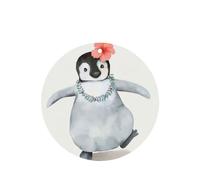 Phayah Round Shape Car Air Fresheners Cards 4 Pcs Penguin Wearing Flowers Pattern Auto Aromatherapy Tablets Hanging Scented Card - Lavender Scent
