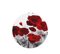 Phayah Round Shape Car Air Fresheners Cards 4 Pcs Red Poppy Flower Pattern Auto Aromatherapy Tablets Hanging Scented Card - Lavender Scent