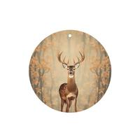 Phayah Round Shape Car Air Fresheners Cards 4 Pcs Sika Deer In The Jungle Pattern Auto Aromatherapy Tablets Hanging Scented Card - Lavender Scent
