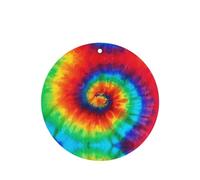Phayah Round Shape Car Air Fresheners Cards 4 Pcs Tie Dye Rainbow Pattern Auto Aromatherapy Tablets Hanging Scented Card - Lavender Scent