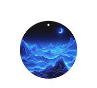 Phayah Round Shape Car Air Fresheners Cards 6 Pcs Blue Moon Blue Mountain Pattern Auto Aromatherapy Tablets Hanging Scented Card - Lavender Scent