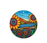 Phayah Round Shape Car Air Fresheners Cards 6 Pcs Colorful Sunflower Pattern Auto Aromatherapy Tablets Hanging Scented Card - Lavender Scent