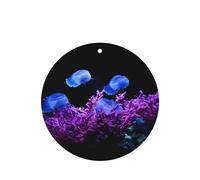 Phayah Round Shape Car Air Fresheners Cards 6 Pcs Coral Reef Jellyfish Pattern Auto Aromatherapy Tablets Hanging Scented Card - Lavender Scent