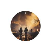Phayah Round Shape Car Air Fresheners Cards 6 Pcs Firefighters Fighting Fires Pattern Auto Aromatherapy Tablets Hanging Scented Card - Lavender Scent