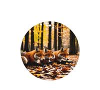 Phayah Round Shape Car Air Fresheners Cards 6 Pcs Fox In Fallen Leaves Pattern Auto Aromatherapy Tablets Hanging Scented Card - Lavender Scent