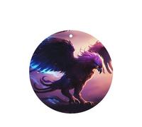 Phayah Round Shape Car Air Fresheners Cards 6 Pcs Purple Flame Griffin Pattern Auto Aromatherapy Tablets Hanging Scented Card - Lavender Scent