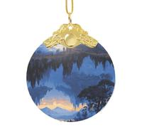 Phayah Round Xmas Tree Ornament New Year Home Christmas Tree Hanging | Illusory Pattern Glass Hanging Ornaments Perfect For Halloween Easter Holiday Gatherings Gift Gold