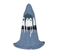 PHAYAH Row Of Ghosts In A Tree Pattern Hooded Poncho Unisex Christmas Hoodie For Cosplay Halloween Costume Party Masquerade, Black, S