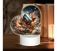 PHAYAH Rugby On Fire Pattern Heart Shape Decorative Night Lights with USB Plug in Table Lamp with 3 Light Modes Adjustable for Bedroom Living Room Cafe