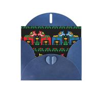 PHAYAH Runner Swedish Dala Horse Folk Pattern Holiday Cards 10 And Ideal For Christmas, Wedding Anniversaries And Party Invitations Matching Blue Envelopes