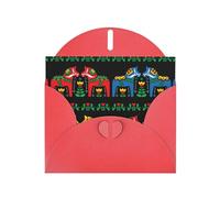 PHAYAH Runner Swedish Dala Horse Folk Pattern Holiday Cards 10 And Ideal For Christmas, Wedding Anniversaries And Party Invitations Matching Red Envelopes