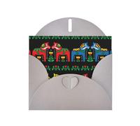 PHAYAH Runner Swedish Dala Horse Folk Pattern Holiday Cards 10 And Ideal For Christmas, Wedding Anniversaries And Party Invitations Matching Gray Envelopes