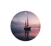 Phayah Sailboat At Sunset Pattern Lavender Scent Car Aroma Round Shape Hanging Fragrance Tablet Car Interior Fragrance Freshener 6p