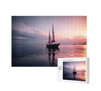 Phayah Sailboat At Sunset Puzzles 300 Piece For Jigsaw Puzzle Wooden Puzzle For Family Friend Home Decor Wall Art 15.7 X 11 In