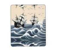 PHAYAH Sailboat in The Waves Pattern Mouse Pad Waterproof Surface & Non-Slip Rubber Base with Stitched Edges Gaming Mouse Mat for Laptop 7.9 X 9.5 in