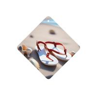 Phayah Sandals On The Beach Pattern Lavender Scent Car Aroma Square Hanging Fragrance Tablet Car Interior Fragrance Freshener 4p