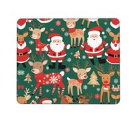 PHAYAH Santa Claus and Christmas Deer Pattern Mouse Pad with Anti-Fray Stitching with Non-Slip Rubber Base, Gaming Mouse Mat for Laptop, Office & Home 10 X 12 Inch