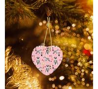 Phayah Schnauzer Pattern Ceramic Ornament Christmas Holidays Heart Shaped Porcelain Christmas Tree Hanging
