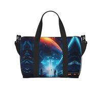 Phayah Science Fiction Future Travel Duffle Bag Weekender Overnight Gym Tote For Women Girls Shoulder Bag Workout Water Resistant, Black, One Size, Black, One Size