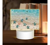 PHAYAH Sea Turtle Starfish Pattern Acrylic Night Light with USB Port Touch Switch Birthday Thanksgiving Presents for Family Friends