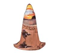 PHAYAH Sea Turtle Sunset Pattern Adult Hooded Cloak For Masquerade Cosplay Halloween Witch Cloak Christmas Party Robe S