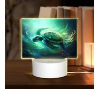 PHAYAH Sea Turtle Swimming Pattern Rectangle Decorative Night Lights with USB Plug in Table Lamp with 3 Light Modes Adjustable for Bedroom Living Room Cafe