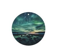 Phayah Sea Under The Aurora Borealis Pattern Lavender Scent Car Aroma Round Shape Hanging Fragrance Tablet Car Interior Fragrance Freshener 6p