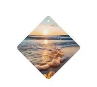 Phayah Sea Wave Pattern Lavender Scent Car Aroma Square Hanging Fragrance Tablet Car Interior Fragrance Freshener 4p