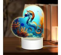 PHAYAH Seabed Coral Seahorse Pattern Night Light Heart Shape Led Ligh Base with USB Cable Adjustable 3 Colors for Adults Child Room Bedroom