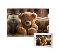Phayah Seated Brown Teddy Bear Pattern Puzzle Unique Jigsaw Wall Art Picture For Home Decoration 1000 Pcs