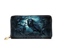 PHAYAH Shady Raven Pattern Wallet Women Leather Wallet Credit Card Holder Clutch Long Ladies Billfold