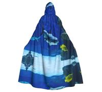 PHAYAH Shark Chasing Small Fish Long Hooded Cloak Polyester Cape Witch Halloween Costumes For Cosplay Costume Women Men