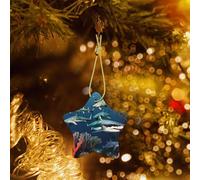 Phayah Sharks Under The Sea Pattern Ceramic Star Xmas Tree Ornament New Year Home Souvenirs For Gatherings Christmas Tree Hanging