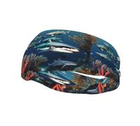 Phayah Sharks Under The Sea Pattern Headbands Women Men Sweatband Sports Headband For Running, Cycling, Yoga Gym, Working Out