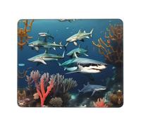 Phayah Sharks Under The Sea Pattern Mouse Pads, Portable Wireless Mouse Pad, Non-Slip Rubber Base Laptop Mousepad Smooth Surface for Office & Travel 8.3 X 10.3 in